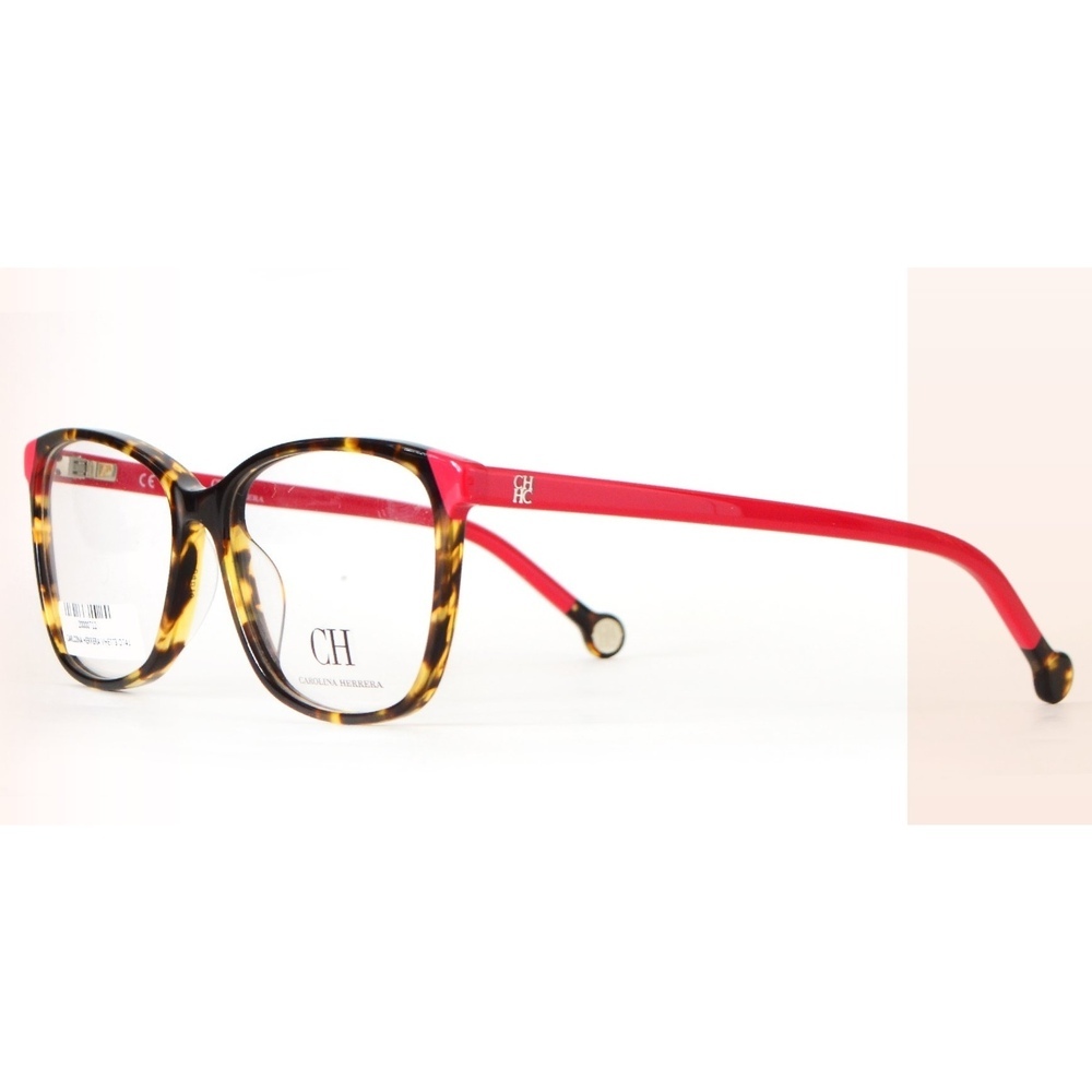 NWT Carolina Herrera VHE773 Havana Red Rectangle 54mm Eyeglasses